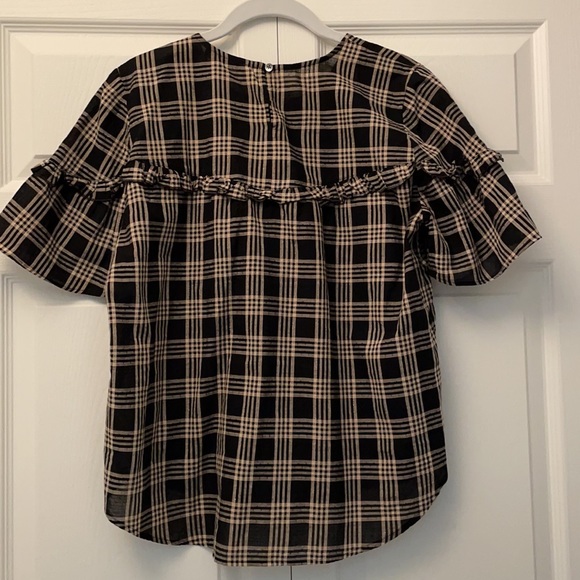 Madewell Ruffle-Yoke Top in Metallic Plaid - Picture 8 of 12